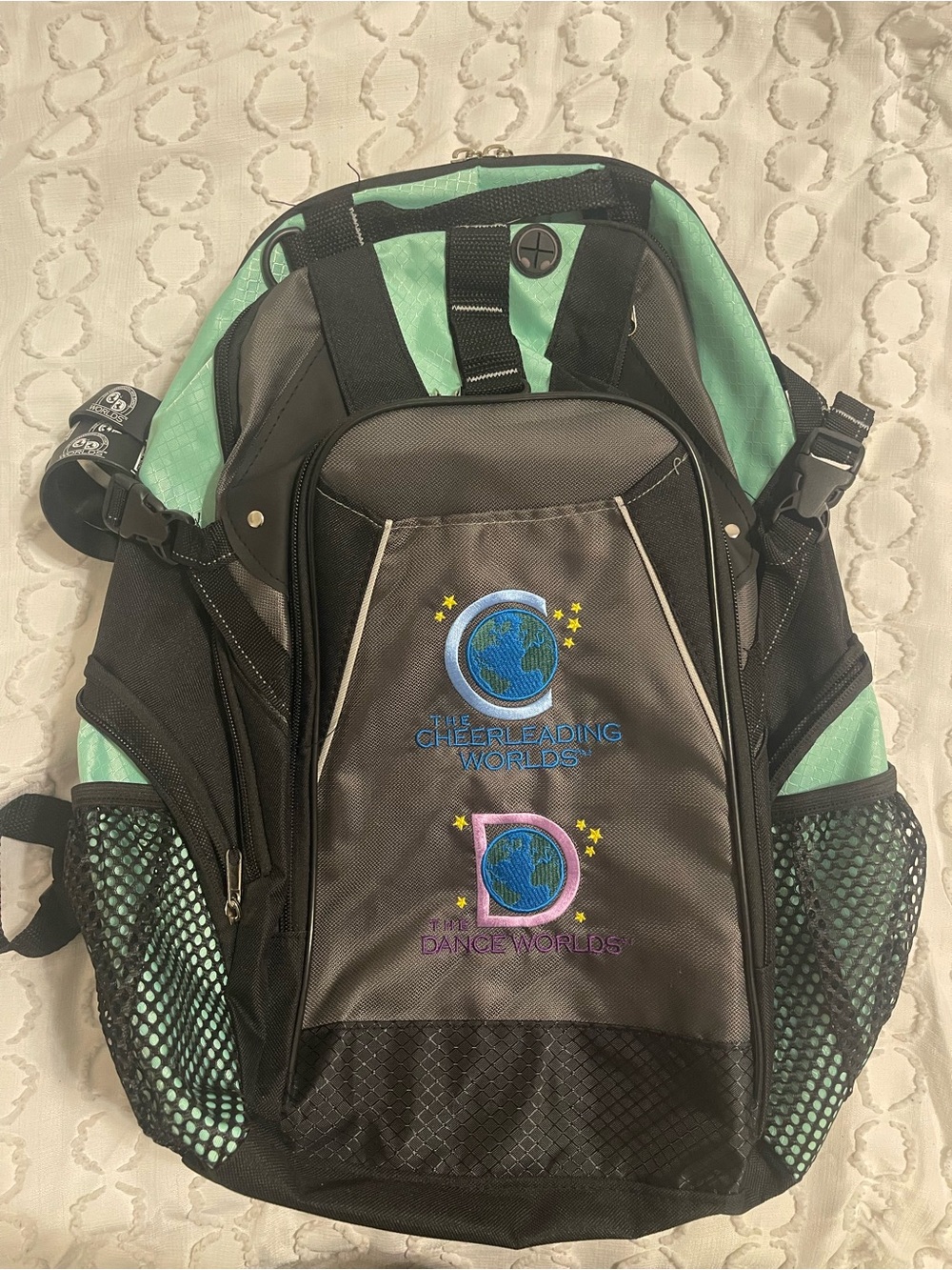The Cheerleading Worlds / Dance Worlds Black & Mint Backpack